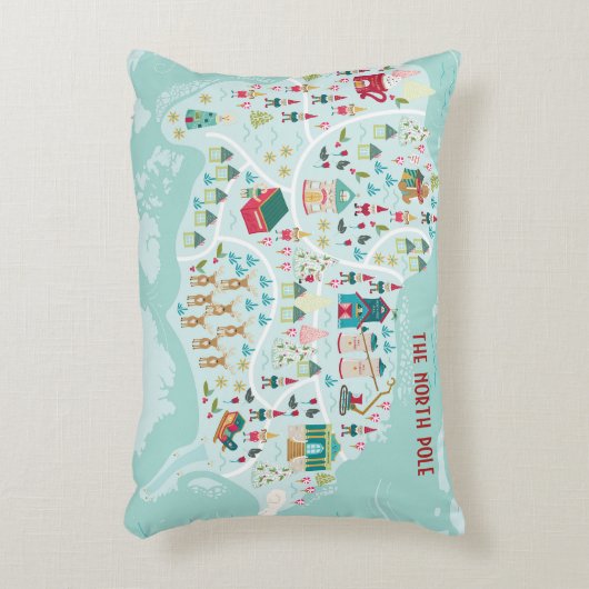 かわいい漫画の図解入りの、写真付きのな北極の村 アクセントクッション (正面(垂直))