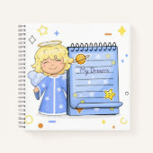 かわいい漫画の天使が青いノートを持っている ノートブック (正面)