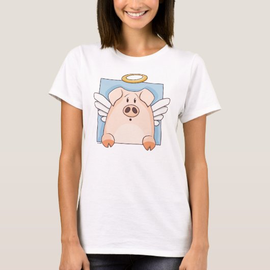 かわいい漫画の天使のブタ Tシャツ (正面)