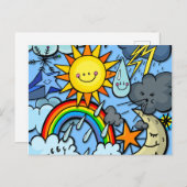 かわいい漫画の天気予報気象背景 ポストカード (正面/裏面)