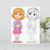 かわいい漫画の女の子のカラーリングページ (スタンド正面)