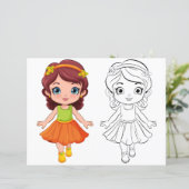 かわいい漫画の女の子のカラーリングページ (スタンド正面)