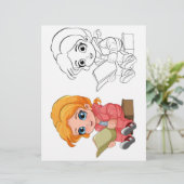 かわいい漫画の女の子のカラーリングページ (スタンド正面)