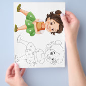 かわいい漫画の女の子のカラーリングページ チラシ (手)