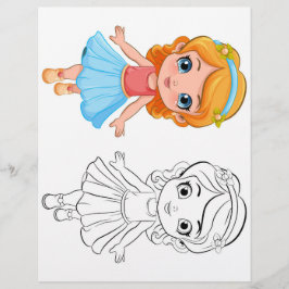 かわいい漫画の女の子のカラーリングページ チラシ