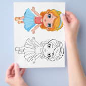 かわいい漫画の女の子のカラーリングページ チラシ (手)