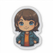 かわいい漫画の女の子のステッカー – 完子供へ全で シール (正面)