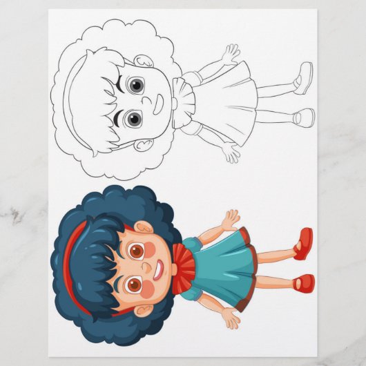 かわいい漫画の女の子の塗り絵 チラシ (正面)