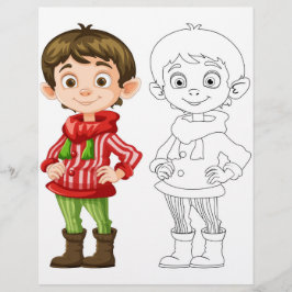 かわいい漫画の女の子の塗り絵 チラシ