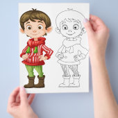 かわいい漫画の女の子の塗り絵 チラシ (手)