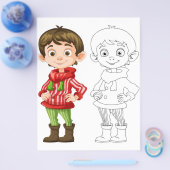 かわいい漫画の女の子の塗り絵 チラシ (シングル)