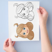 かわいい漫画の女の子の塗り絵 チラシ (手)