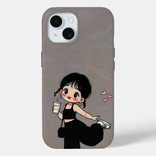 かわいい漫画の女の子の携帯ケース Case-Mate iPhoneケース (裏面)