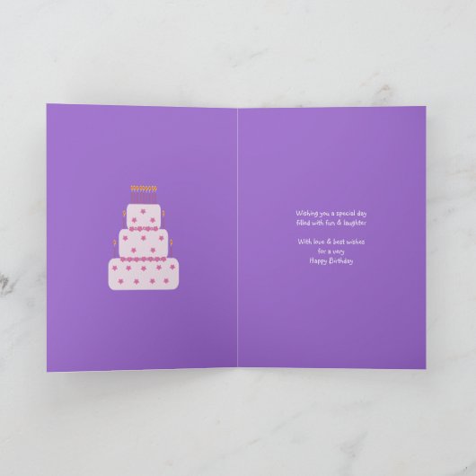 かわいい漫画の女の子の誕生日カード理想的子供へ カード (内部)