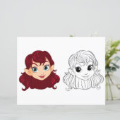 かわいい漫画の女の子の頭のカラーリングページ (スタンド正面)