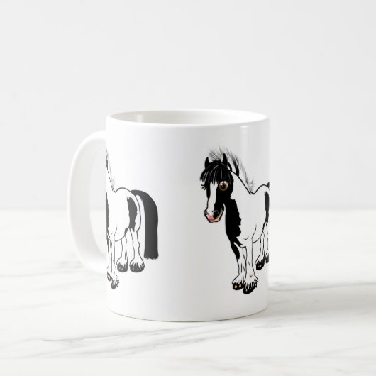 かわいい漫画の女の子の馬のポニー漫画のギフトに乗る コーヒーマグカップ (正面左)