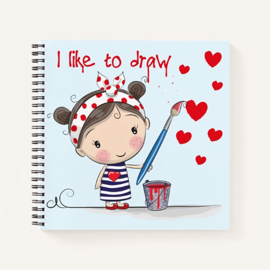 かわいい漫画の女の子をまんで描きたい ノートブック (正面)