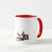 かわいい漫画の女性と猫のマグカップ マグカップ (正面右)