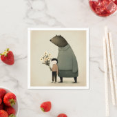 かわいい漫画の妖精の熊と男の子。フレンズ誕生日 スタンダードカクテルナプキン (インサイチュ)