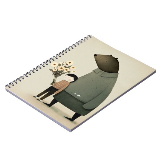 かわいい漫画の妖精の熊と男の子。フローラ誕生日 ノートブック (左側)