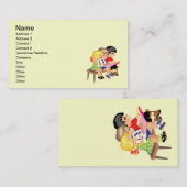 かわいい漫画の子どもたちの幼稚園教育 名刺 (正面/裏面)