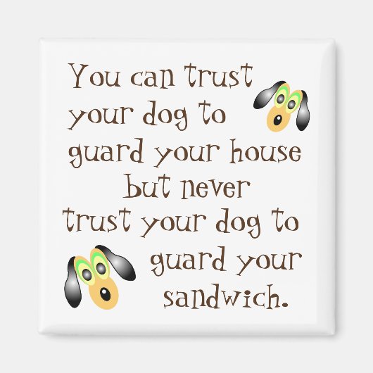 かわいい漫画の子犬とおもしろい犬ことわざ マグネット (正面)