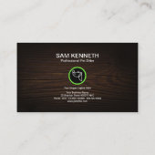 かわいい漫画の子犬の木製の穀物のプラカードペット付き添い 名刺 (裏面)