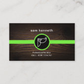 かわいい漫画の子犬の木製の穀物のプラカードペット付き添い 名刺 (正面)