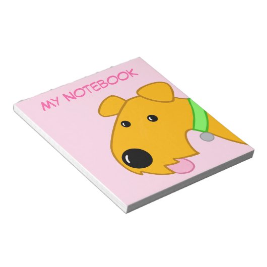 かわいい漫画の子犬の顔メモ帳 ノートパッド (アングル)