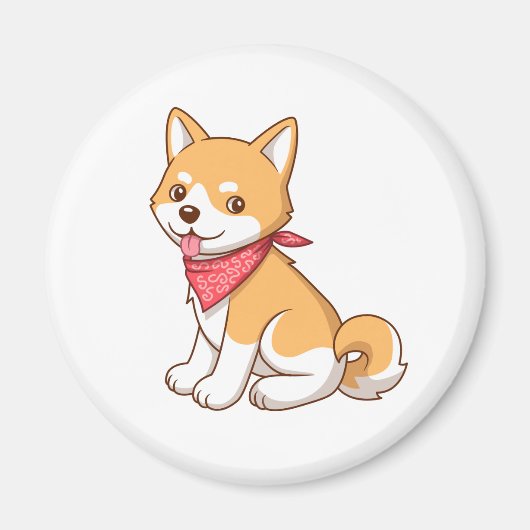 かわいい漫画の子犬柴犬 マグネット (正面)