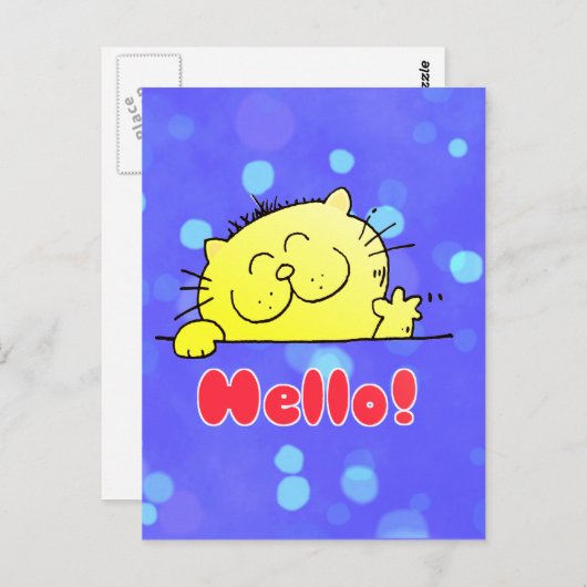 かわいい漫画の子猫こんにちは ポストカード (正面/裏面)