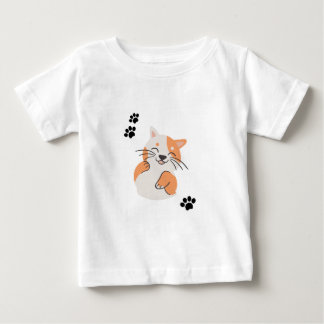 かわいい漫画の子猫のベビーTシャツ ベビーTシャツ