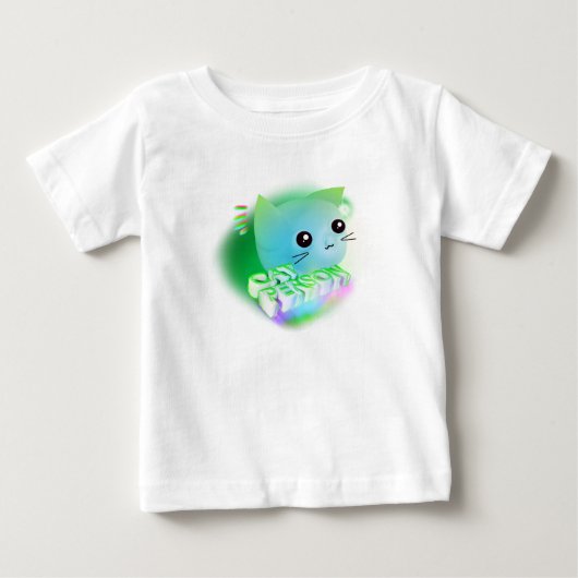 かわいい漫画の子猫 ベビーTシャツ (正面)