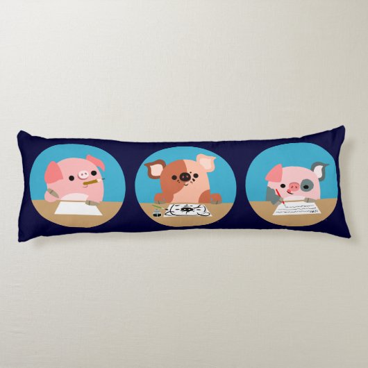 かわいい漫画の子豚の3つの抱き枕 ボディピロー (裏面)