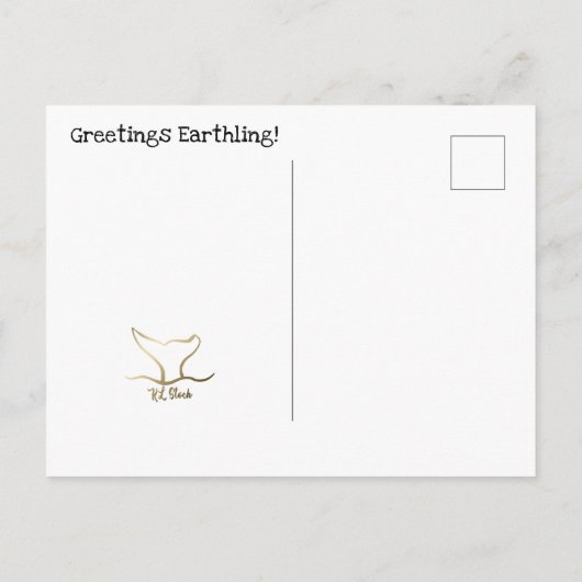 かわいい漫画の宇宙エイリアン来私の平和サイン ポストカード (裏面)