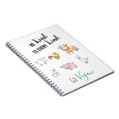 かわいい漫画の家畜と優しいビーガンをする ノートブック (右側)