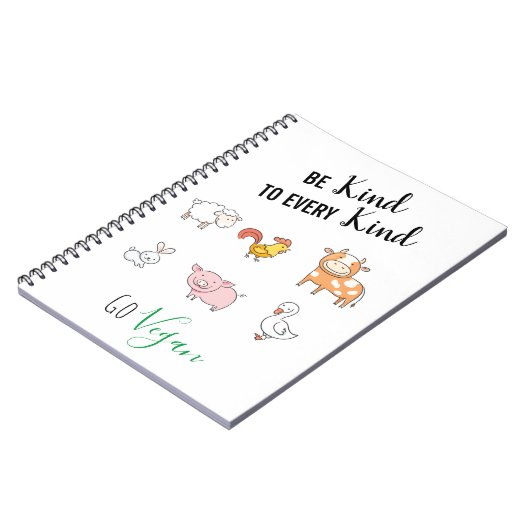 かわいい漫画の家畜と優しいビーガンをする ノートブック (左側)