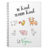 かわいい漫画の家畜と優しいビーガンをする ノートブック (正面)