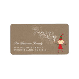 かわいい漫画の小妖精や小人魔法のクリスマスホリデーアドレス ラベル