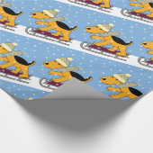 かわいい漫画の小犬wのそりの包装紙 ラッピングペーパー (角)
