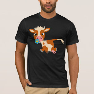 かわいい漫画の小走りに走る牛Tシャツ Tシャツ