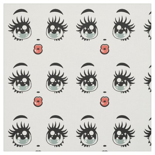 かわいい漫画の少女の人形のキス顔アート ファブリック (見本)