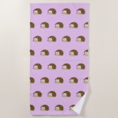 かわいい漫画の少女ハリネズミのパターン ビーチタオル (正面)