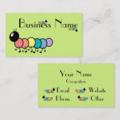 かわいい漫画の幼虫(草色の背景) 名刺 (正面/裏面)