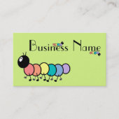 かわいい漫画の幼虫(草色の背景) 名刺 (正面)