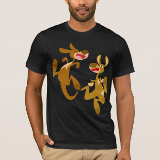 かわいい漫画の弾けるカンガルーTシャツ Tシャツ