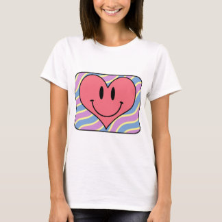かわいい漫画の微笑のバレンタインデーのレトロのハート Tシャツ