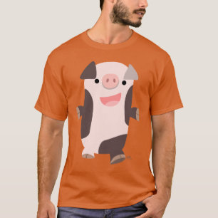 かわいい漫画の微笑のブタのTシャツ Tシャツ