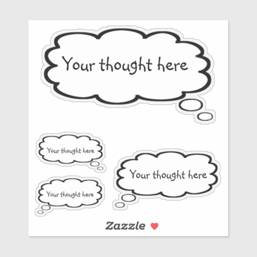 かわいい漫画の思考バブル あなたの考えを追加 シール (シート)