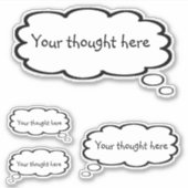 かわいい漫画の思考バブル あなたの考えを追加 シール (正面)